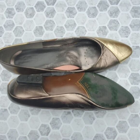 Vintage metallic Selby patch detail kitten heel - Picture 4 of 8